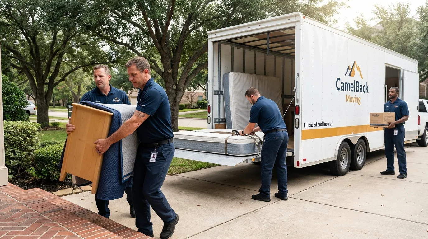 Crew loading residential truck for cross-state move from West Long Branch, NJ