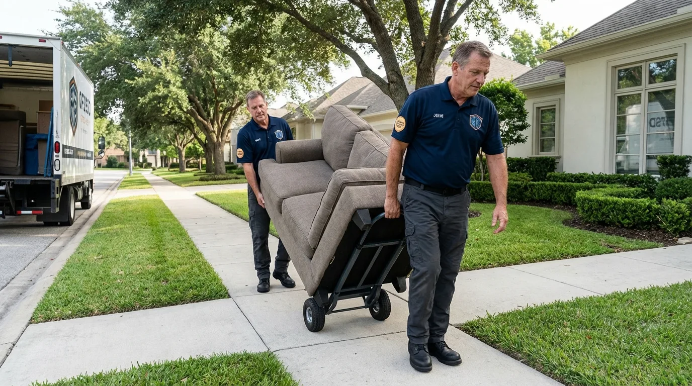Local residential moving crew loading furniture in West Long Branch, NJ